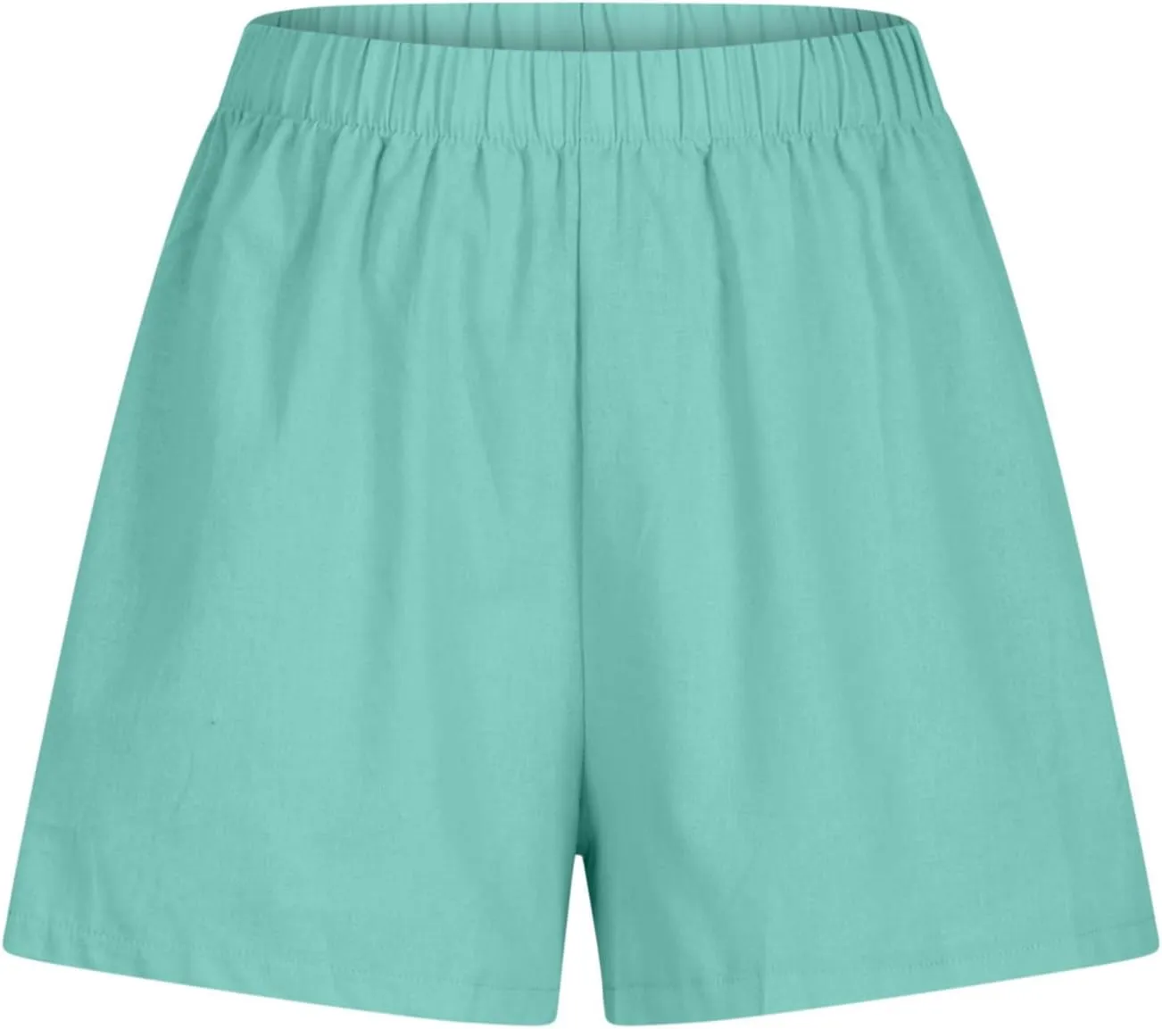 2024 Linen Shorts for Women Trendy Summer Solid Wide Leg Pants Casual Elastic Waist Lounge Trousers with Pockets