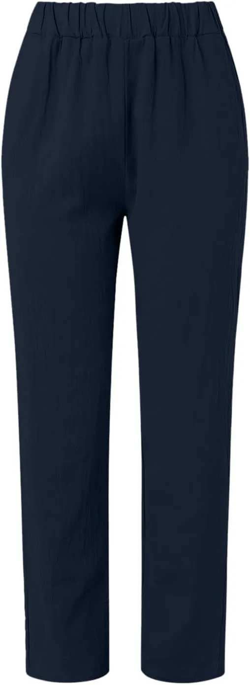 2025 Cotton Linen Pant for Women Spring Summer Casual Boho Beach Pants Lightweight Wide Leg High Waisted Trousers
