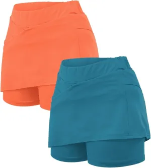2025 Women's Plus Size Shorts,Women's Knee Length Skorts Skirts Tennis Athletic Golf Causal Skort with Pockets