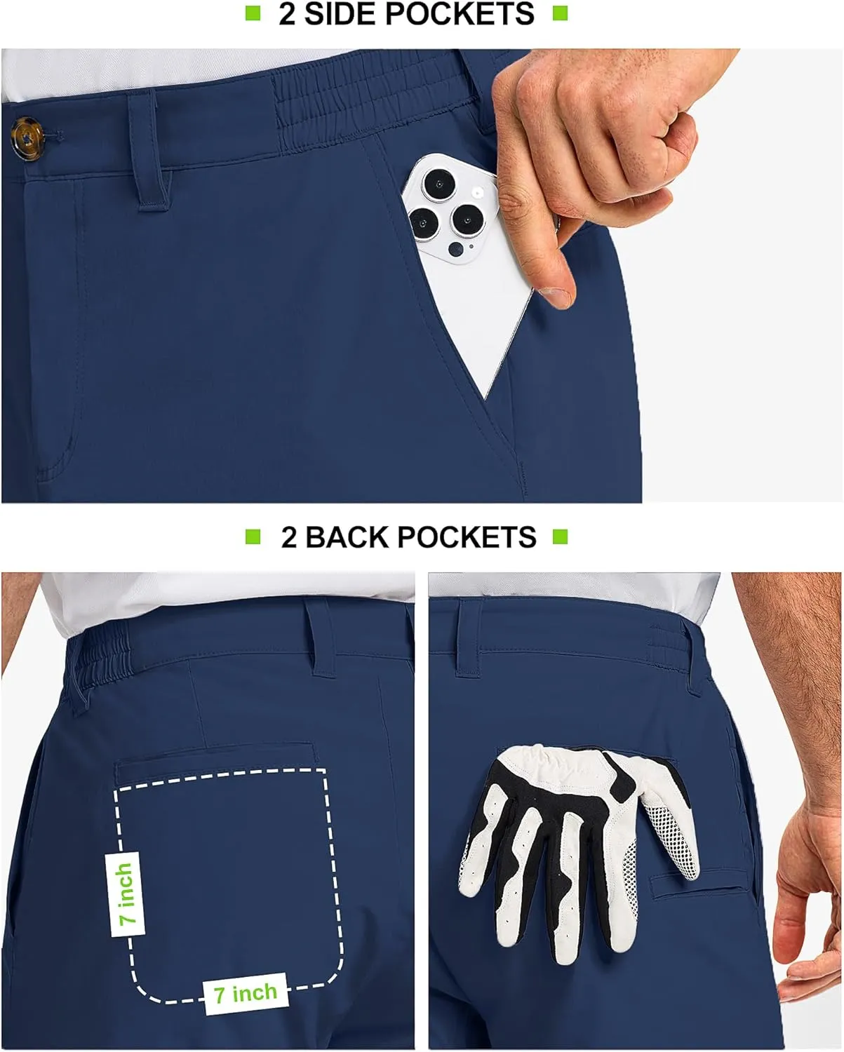 33,000ft Men's Golf Shorts 9" Dry Fit Stretch Golf Short UPF 50  Lightweight Flat Front Golf Shorts with Pockets