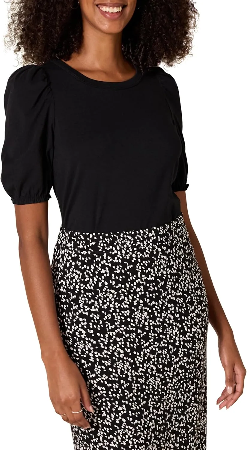 Amazon Essentials Women's Classic-Fit Puff Short-Sleeve Crewneck T-Shirt