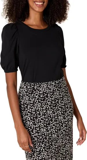 Amazon Essentials Women's Classic-Fit Puff Short-Sleeve Crewneck T-Shirt