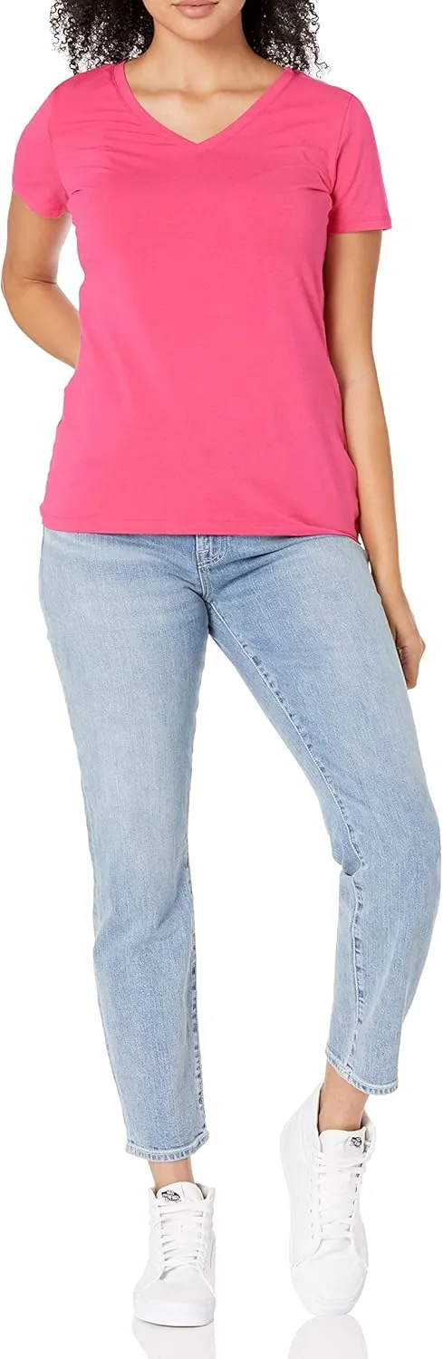 Amazon Essentials Women's Classic-Fit Short-Sleeve V-Neck T-Shirt, Multipacks