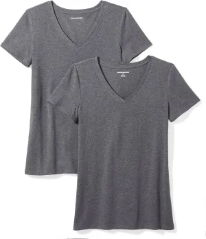 Amazon Essentials Women's Classic-Fit Short-Sleeve V-Neck T-Shirt, Multipacks