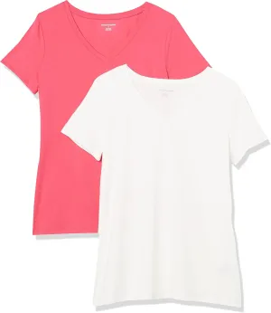 Amazon Essentials Women's Classic-Fit Short-Sleeve V-Neck T-Shirt, Multipacks