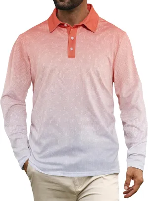 APTRO Long Sleeve Polo Shirts for Men Performance Golf Shirt Dry Fit Moisture Wicking Fashion Print T-Shirt