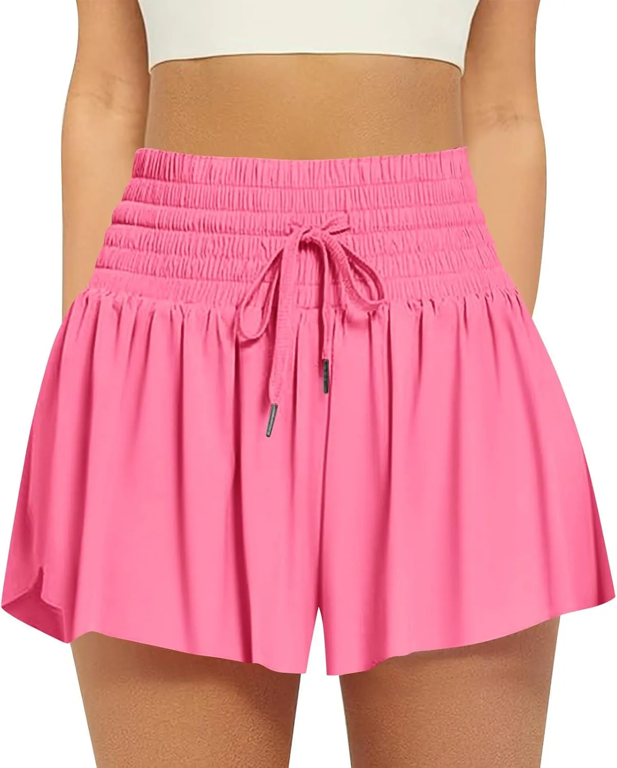 Athletic Shorts for Women 2 in 1 Running Shorts with Pockets High Waisted Flowy Butterfly Short Pants Tennis Skort