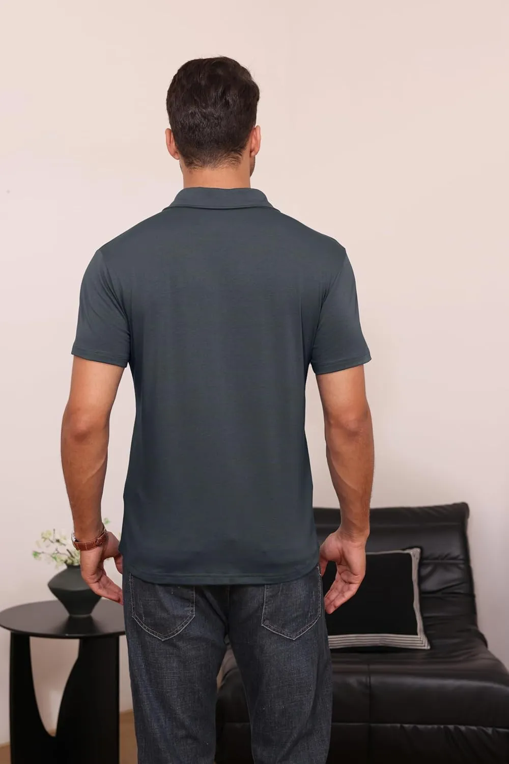 Aulemen Men's Polo Shirts Short Sleeve Casual Slim Fit Button Basic Golf Shirt Moisture Wicking Top with Pocket