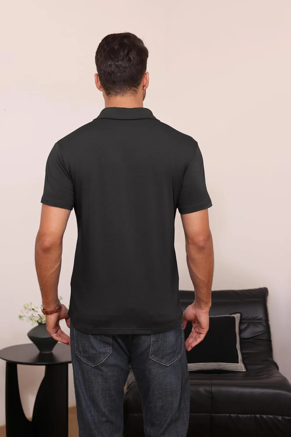 Aulemen Men's Polo Shirts Short Sleeve Casual Slim Fit Button Basic Golf Shirt Moisture Wicking Top with Pocket