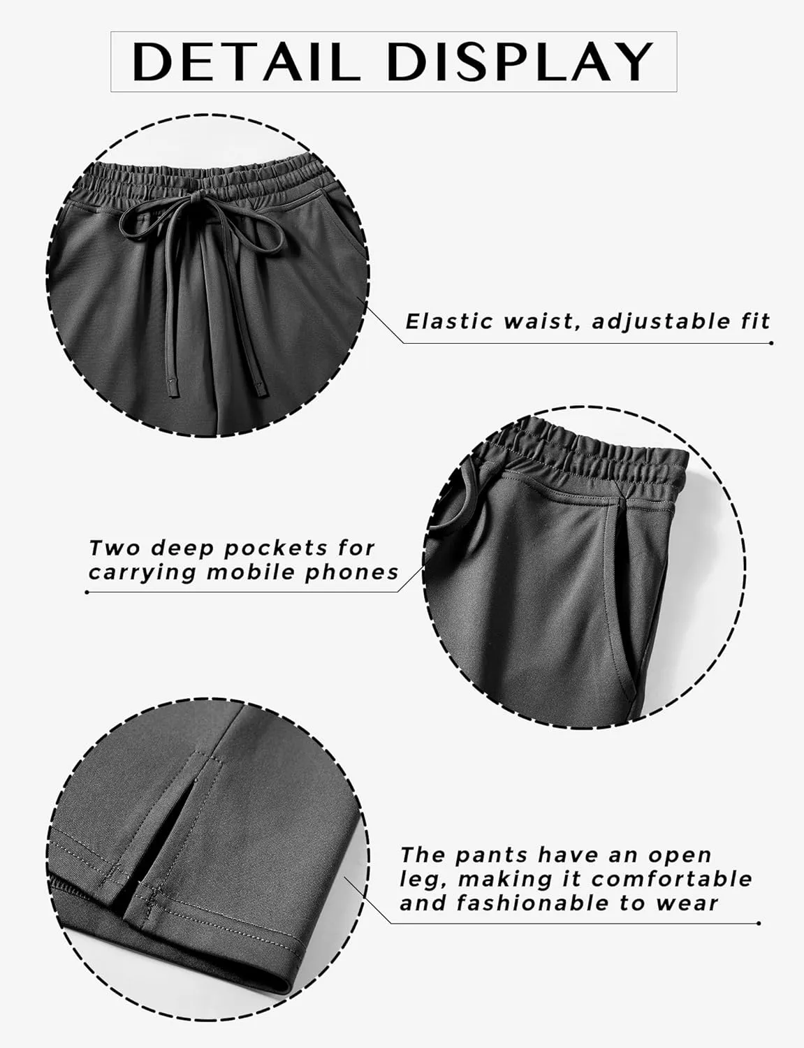 AURUZA Capri Pants for Womens,Wide Leg Drawstring Lounge Casual with Pockets,Loose Comfy Workout Yoga Capris Evryday Wear