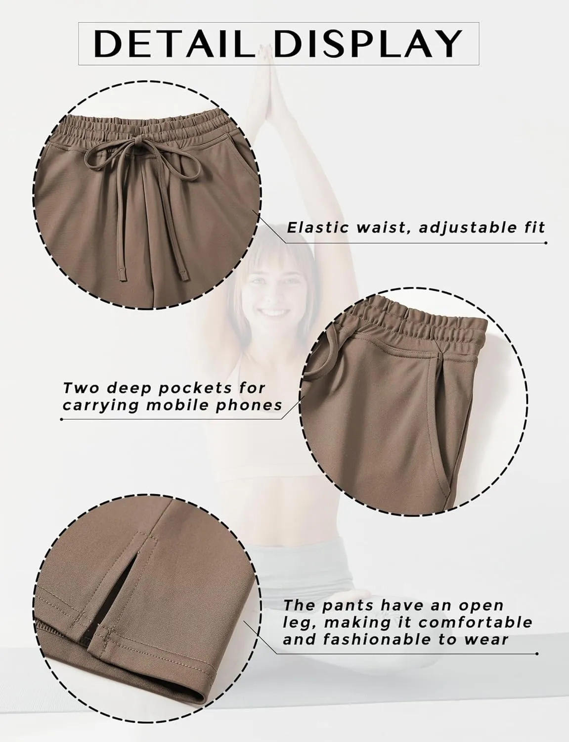 AURUZA Capri Pants for Womens,Wide Leg Drawstring Lounge Casual with Pockets,Loose Comfy Workout Yoga Capris Evryday Wear