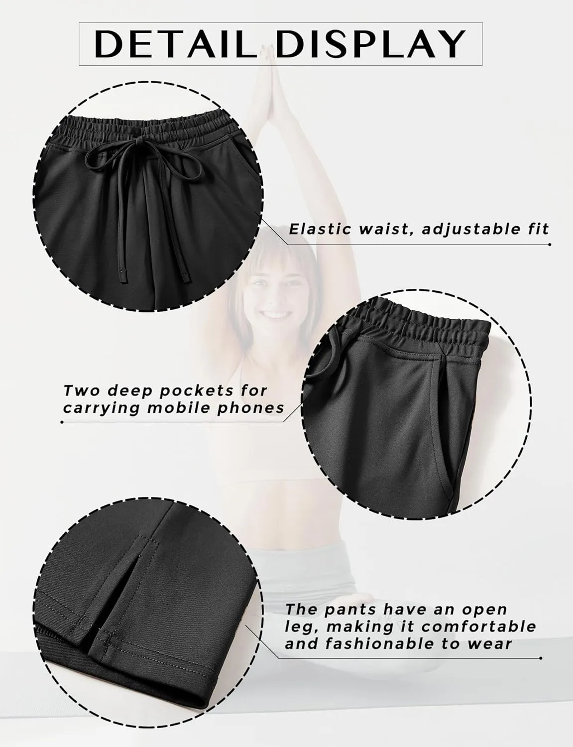AURUZA Women's Capri Pants-Loose Fit, High-Waisted, Wide Leg Lounge Trousers Palazzo with Pocketsfor Yoga and Casual