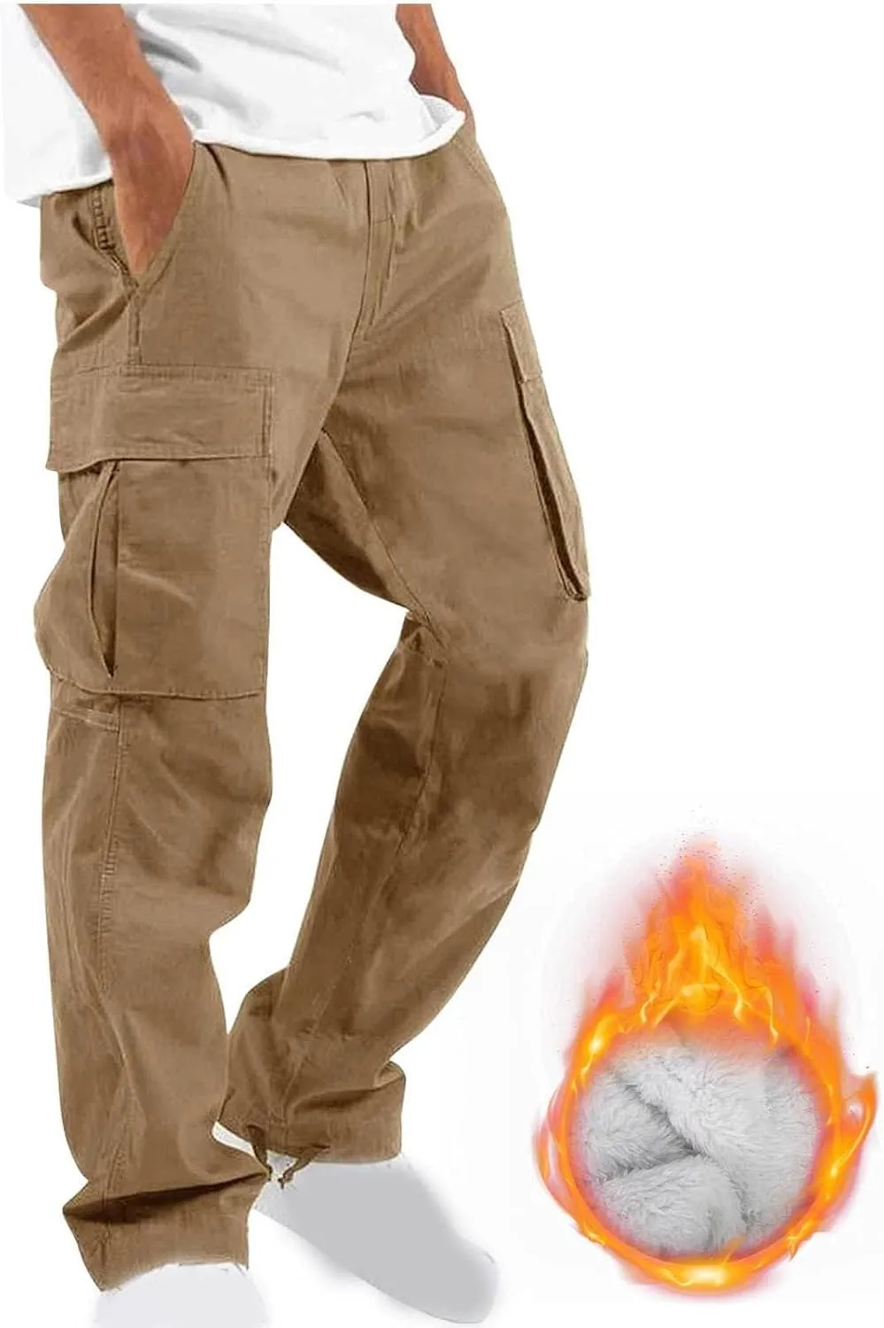 Baggy Cargo Pants Men Streetwear Drawstring Loose Wide Leg Work Pants Outdoor Fitness Straight Jogging Pants