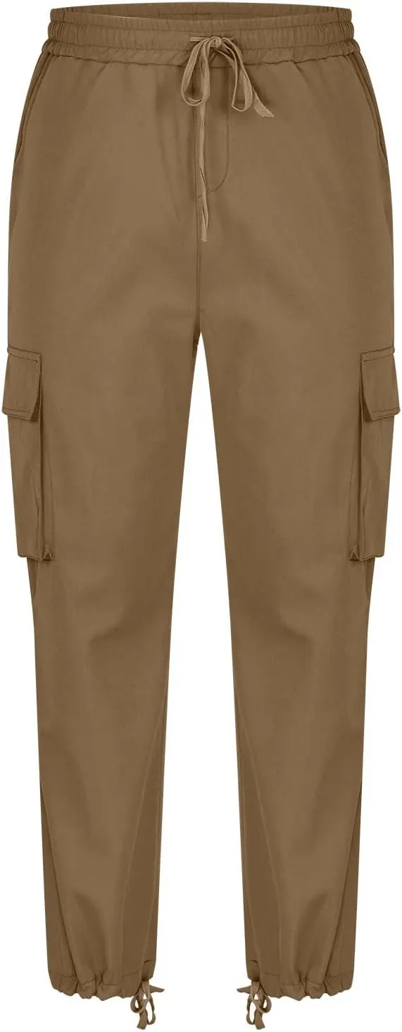 Baggy Cargo Pants Men Streetwear Drawstring Loose Wide Leg Work Pants Outdoor Fitness Straight Jogging Pants