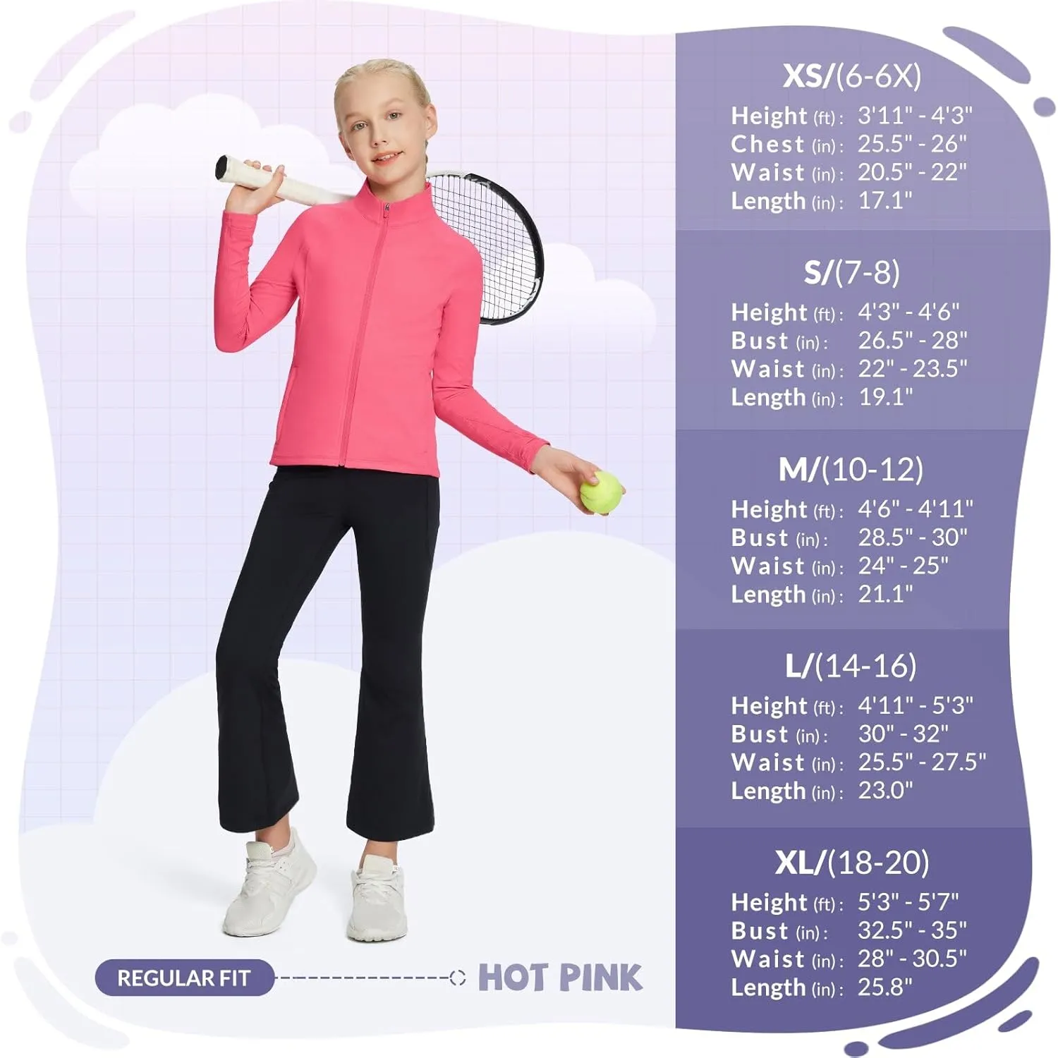 baleaf Fleece Girls Jacket Zip Up Fall Jackets Kids Equestrian Riding Shirts Thermal Athletic Sweatshirts Warm