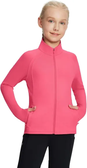 baleaf Fleece Girls Jacket Zip Up Fall Jackets Kids Equestrian Riding Shirts Thermal Athletic Sweatshirts Warm