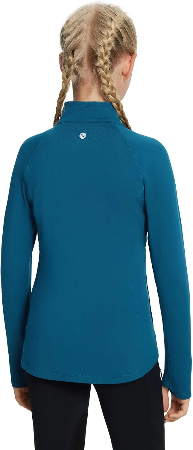 baleaf Fleece Girls Jacket Zip Up Fall Jackets Kids Equestrian Riding Shirts Thermal Athletic Sweatshirts Warm
