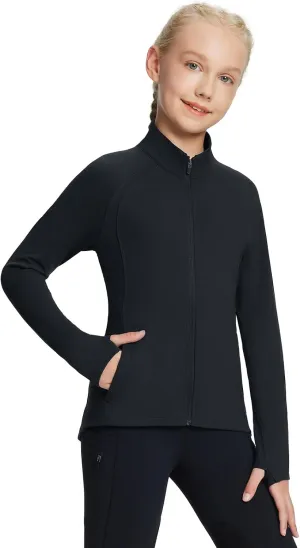baleaf Fleece Girls Jacket Zip Up Fall Jackets Kids Equestrian Riding Shirts Thermal Athletic Sweatshirts Warm