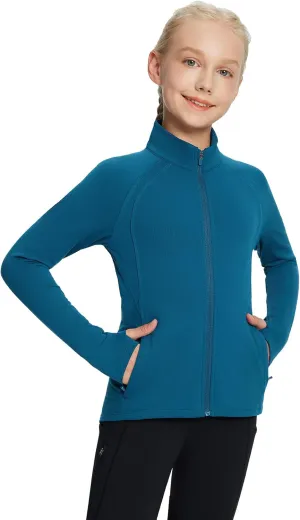baleaf Fleece Girls Jacket Zip Up Fall Jackets Kids Equestrian Riding Shirts Thermal Athletic Sweatshirts Warm