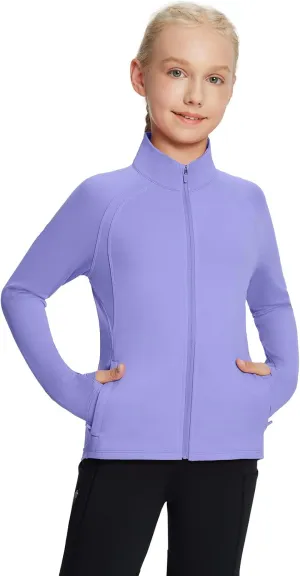 baleaf Fleece Girls Jacket Zip Up Fall Jackets Kids Equestrian Riding Shirts Thermal Athletic Sweatshirts Warm