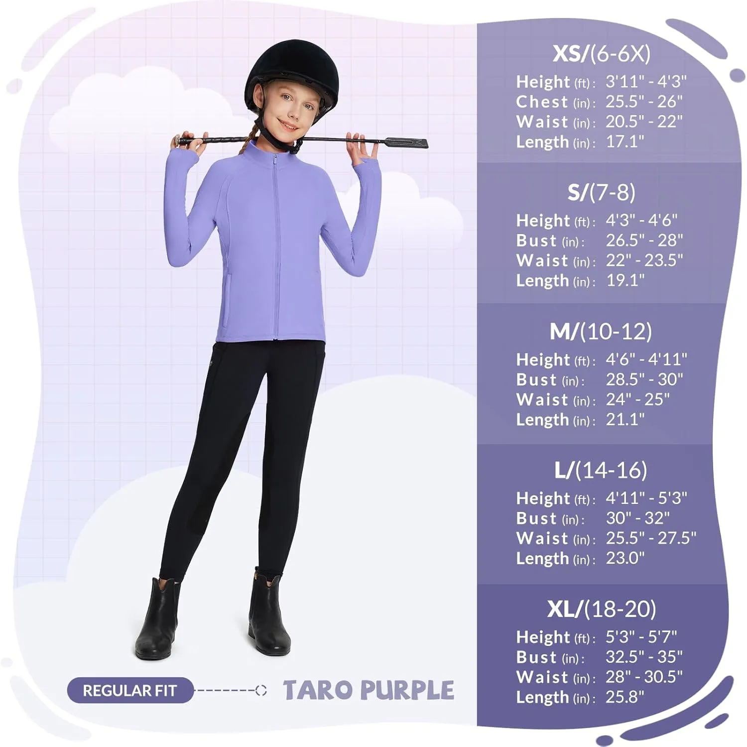 baleaf Fleece Girls Jacket Zip Up Fall Jackets Kids Equestrian Riding Shirts Thermal Athletic Sweatshirts Warm