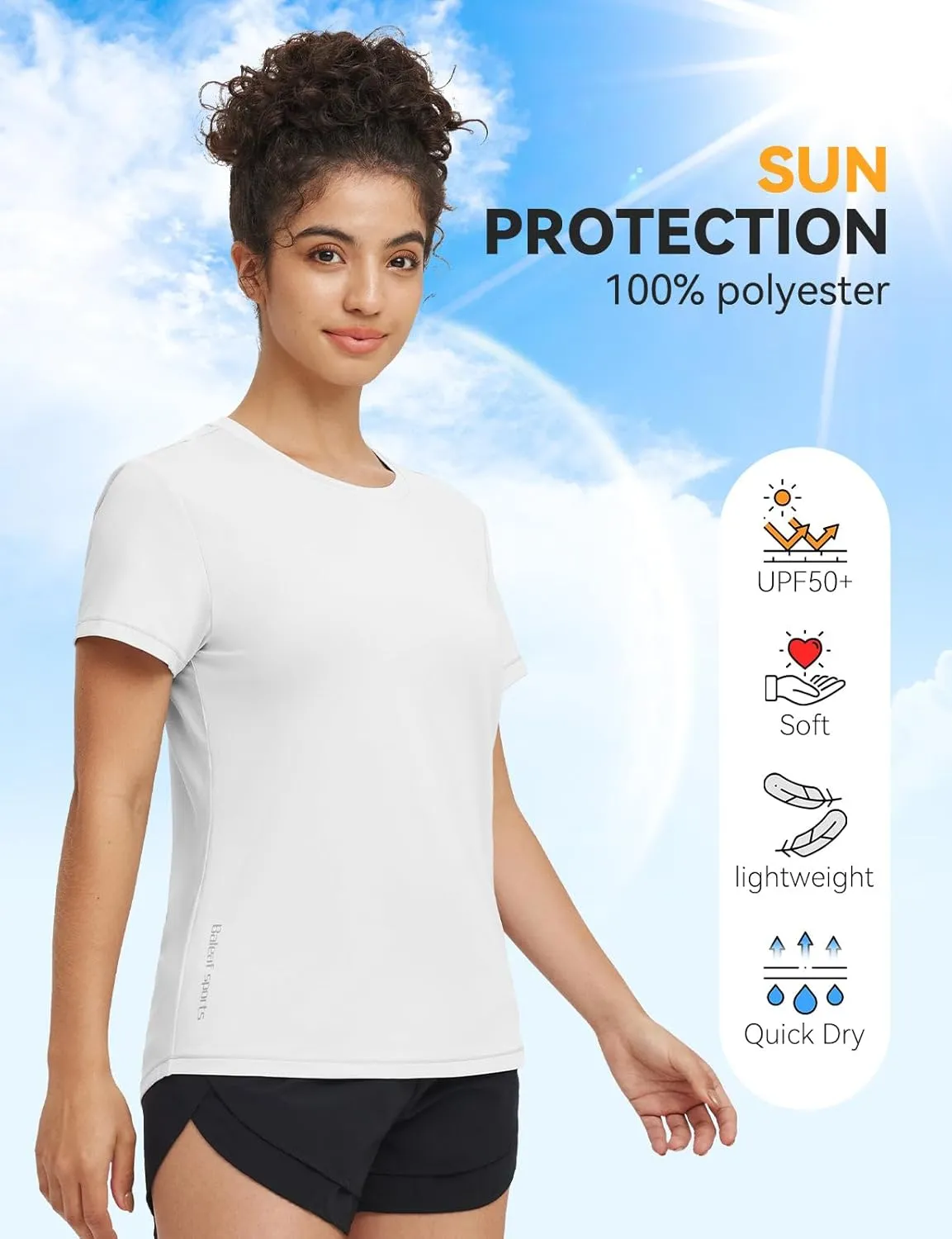 baleaf Women's Running Shirts Short Sleeve Workout Athletic Tops Moisture Wicking Quick Dry Exercise Hiking UV Sun Shirt