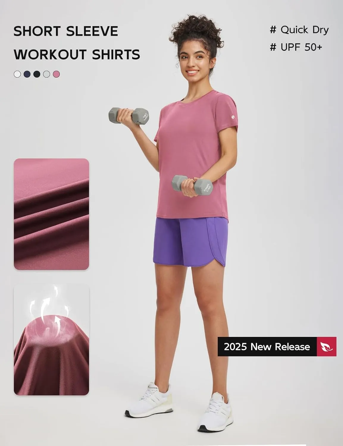 baleaf Women's Running Shirts Short Sleeve Workout Athletic Tops Moisture Wicking Quick Dry Exercise Hiking UV Sun Shirt