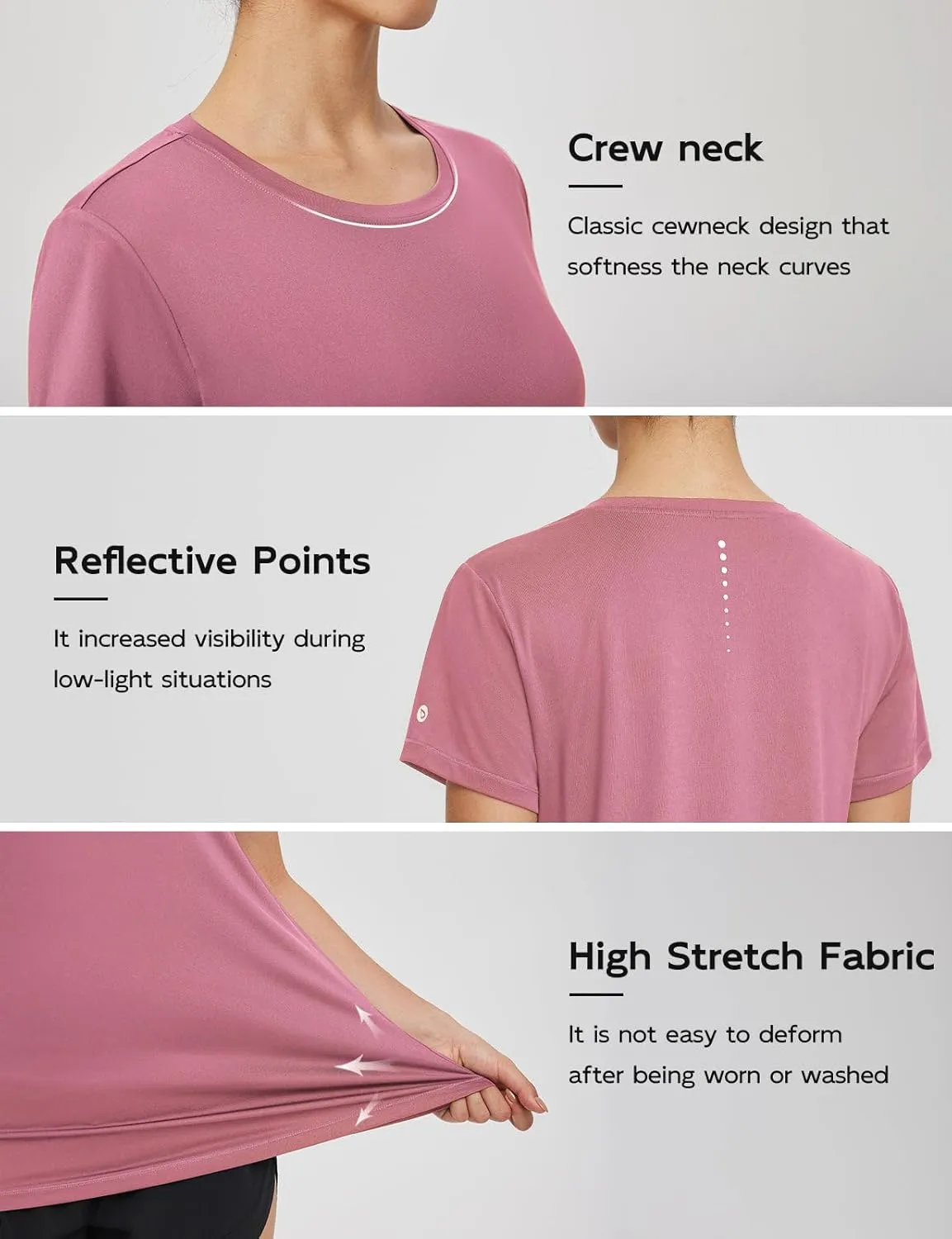 baleaf Women's Running Shirts Short Sleeve Workout Athletic Tops Moisture Wicking Quick Dry Exercise Hiking UV Sun Shirt
