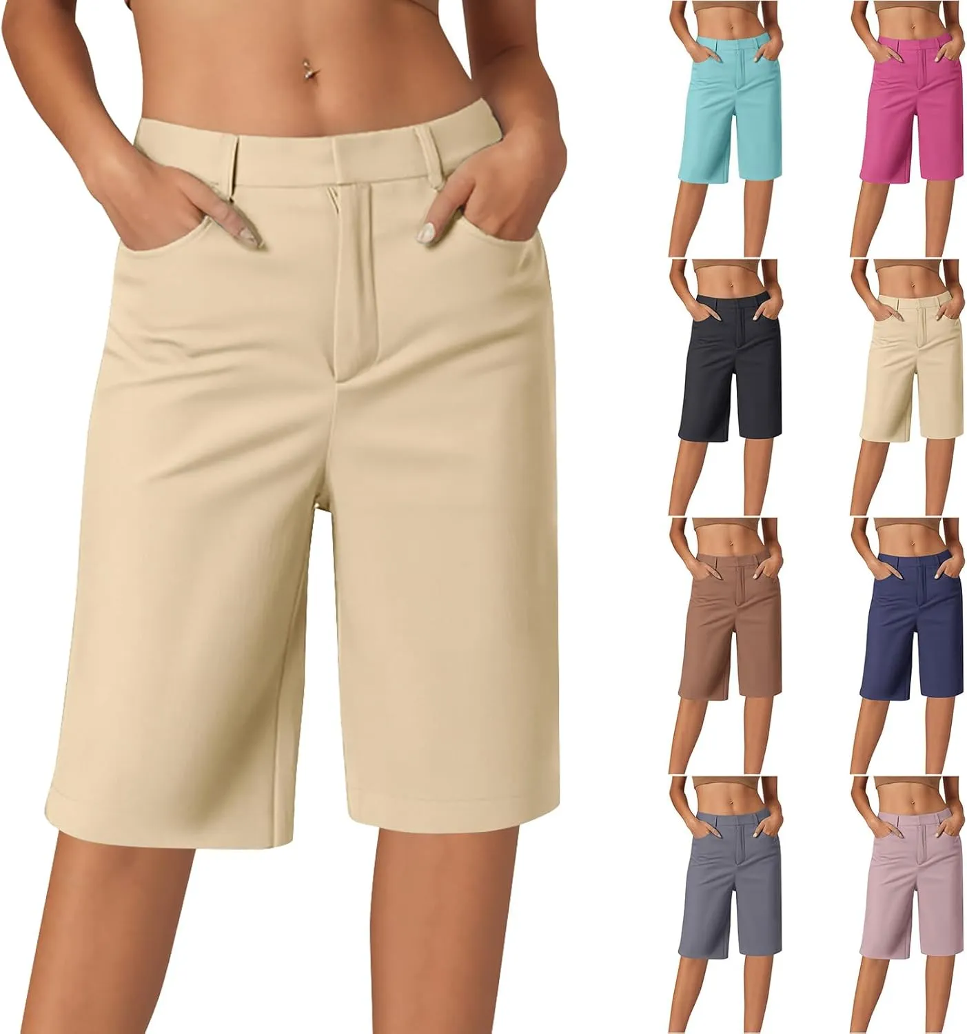 Bermuda Shorts for Women Dressy Casual 2025 High Waisted Stretchy Short Trousers Hiking Pants Summer Vacation Outfits