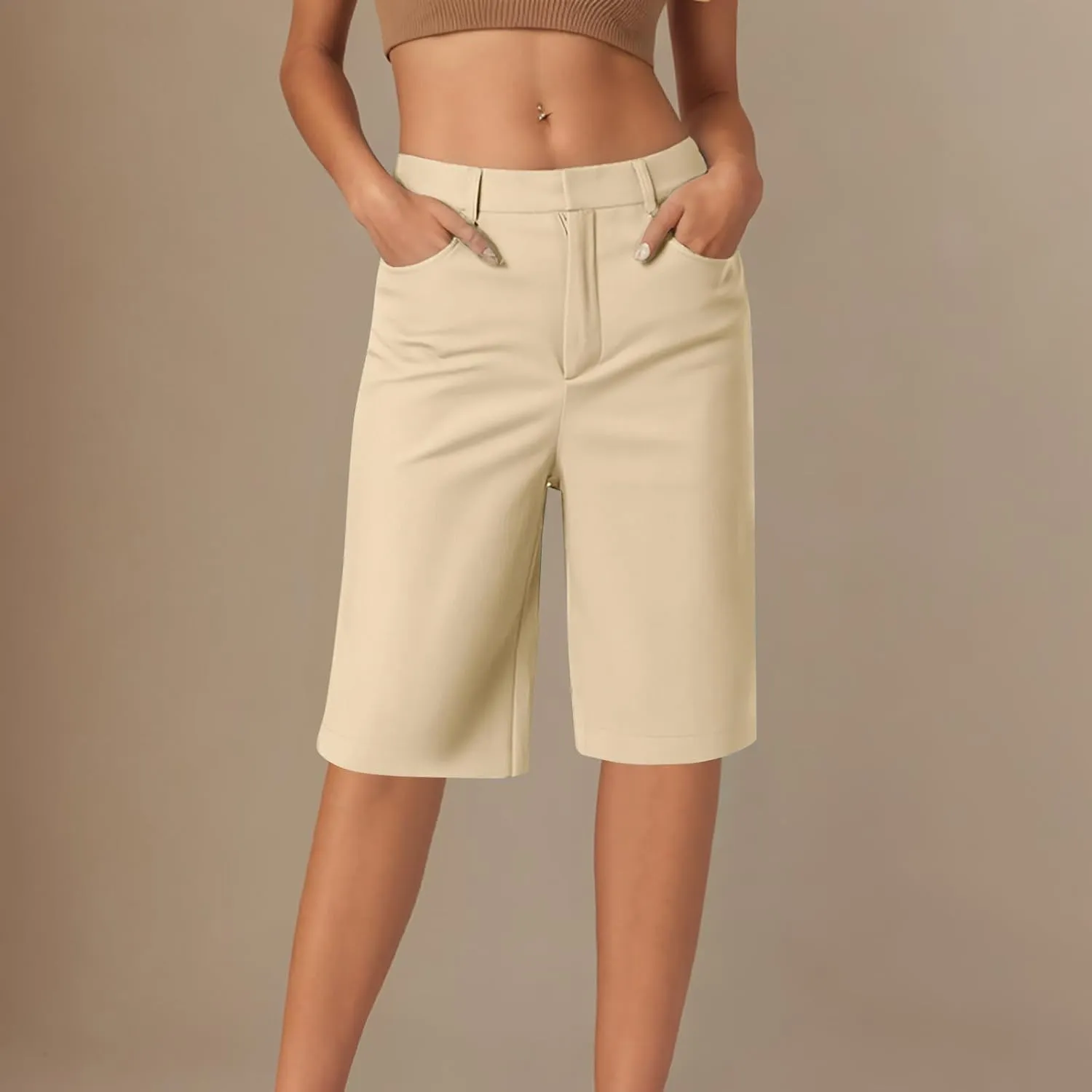 Bermuda Shorts for Women Dressy Casual 2025 High Waisted Stretchy Short Trousers Hiking Pants Summer Vacation Outfits