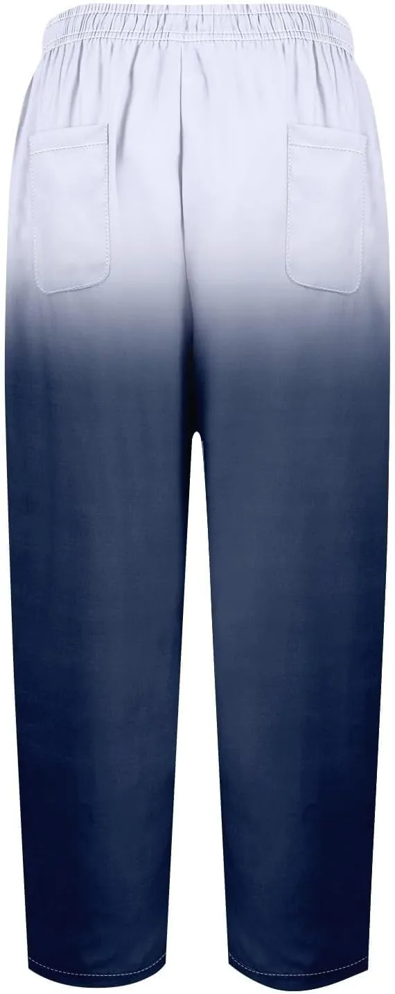 Boho Summer Capris for Women Linen Cropped Pants with Adjustable Drawstring Wide Leg 2025 Travel Casual