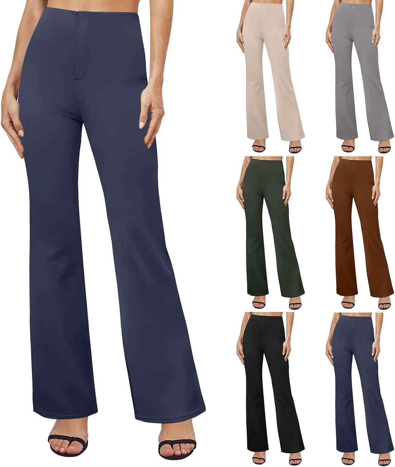 Bootcut Dress Pants for Women Solid High Waisted Straight Pant Regular Business Casual Work Trousers with Pockets