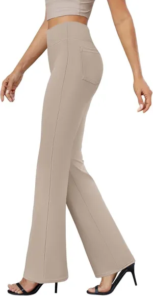 Bootcut Dress Pants for Women,High Waisted Straight Business Pant,Casual Work Trouser,Pull On Office Slacks with Pockets 2025