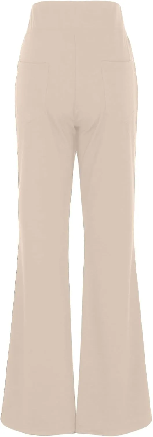 Bootcut Dress Pants for Women,High Waisted Straight Business Pant,Casual Work Trouser,Pull On Office Slacks with Pockets 2025