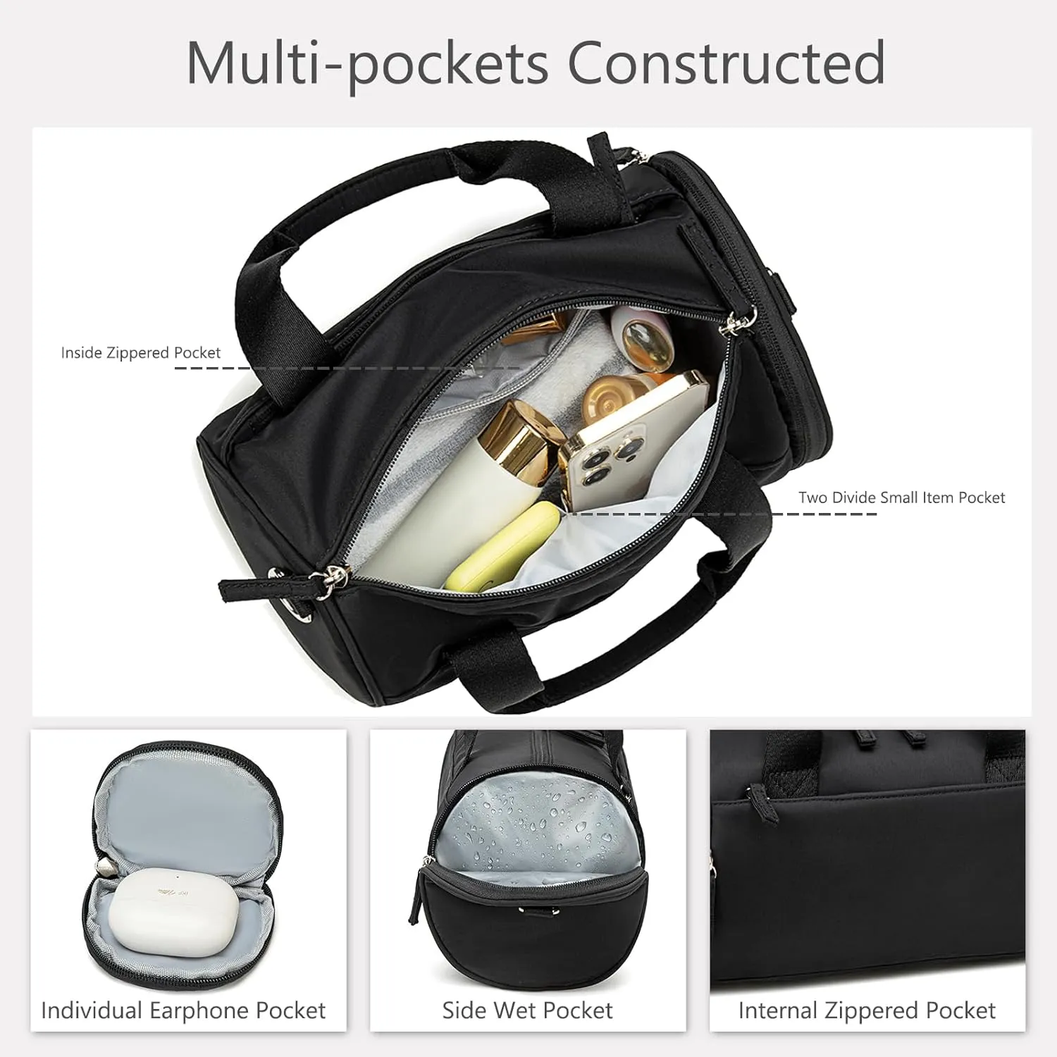 BTOOP 10'' Mini Gym Bag for Women Girls Cute Small Duffle Bag Workout Sport Bags for Dance,Fitness,Yoga (Black)