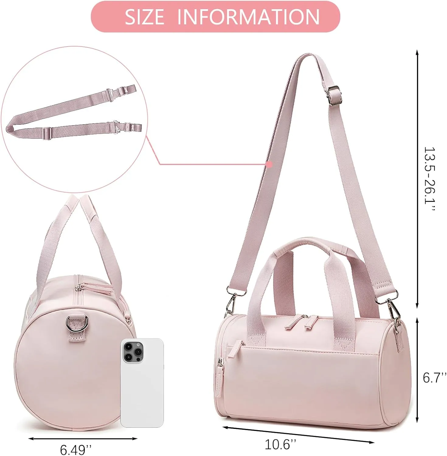 BTOOP 10'' Mini Gym Bag for Women Girls Cute Small Duffle Bag Workout Sport Bags for Dance,Fitness,Yoga (Pink)