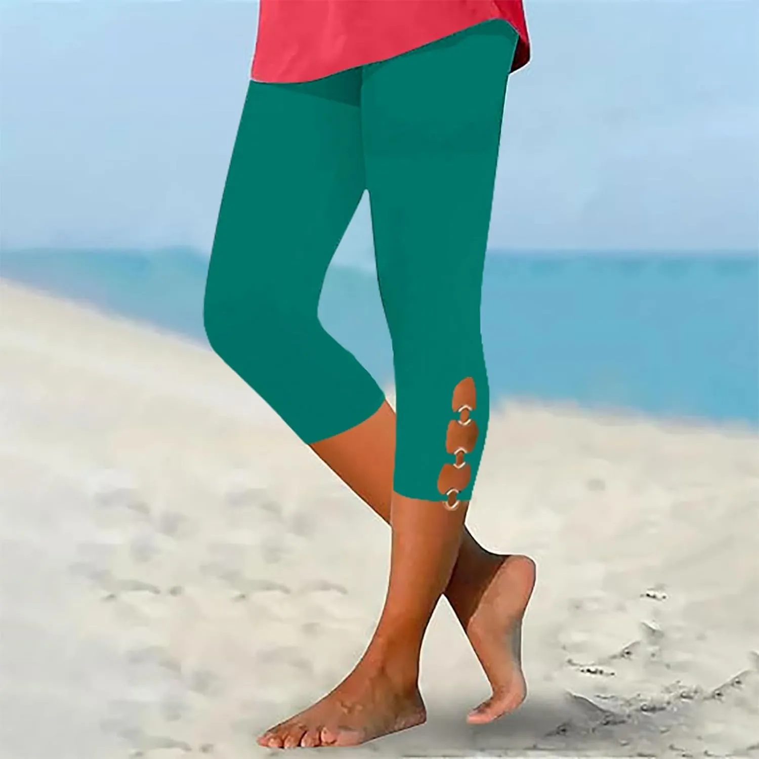 Capri Pants for Women Casual Summer Workout Leggings Stretch Knee Length Cropped Pants High Waisted Comfy Yoga Capris