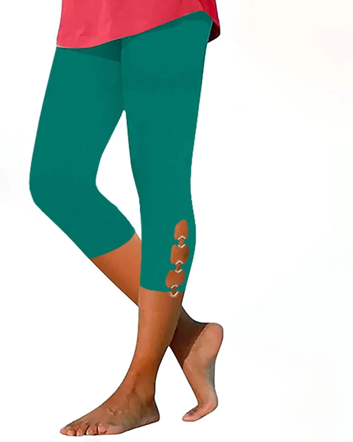 Capri Pants for Women Casual Summer Workout Leggings Stretch Knee Length Cropped Pants High Waisted Comfy Yoga Capris