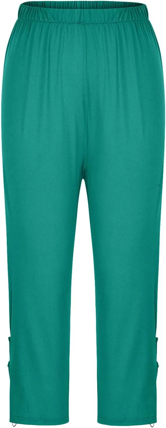 Capri Pants for Women Casual Summer Workout Leggings Stretch Knee Length Cropped Pants High Waisted Comfy Yoga Capris
