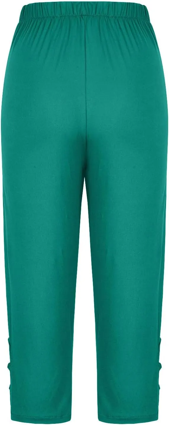 Capri Pants for Women Casual Summer Workout Leggings Stretch Knee Length Cropped Pants High Waisted Comfy Yoga Capris