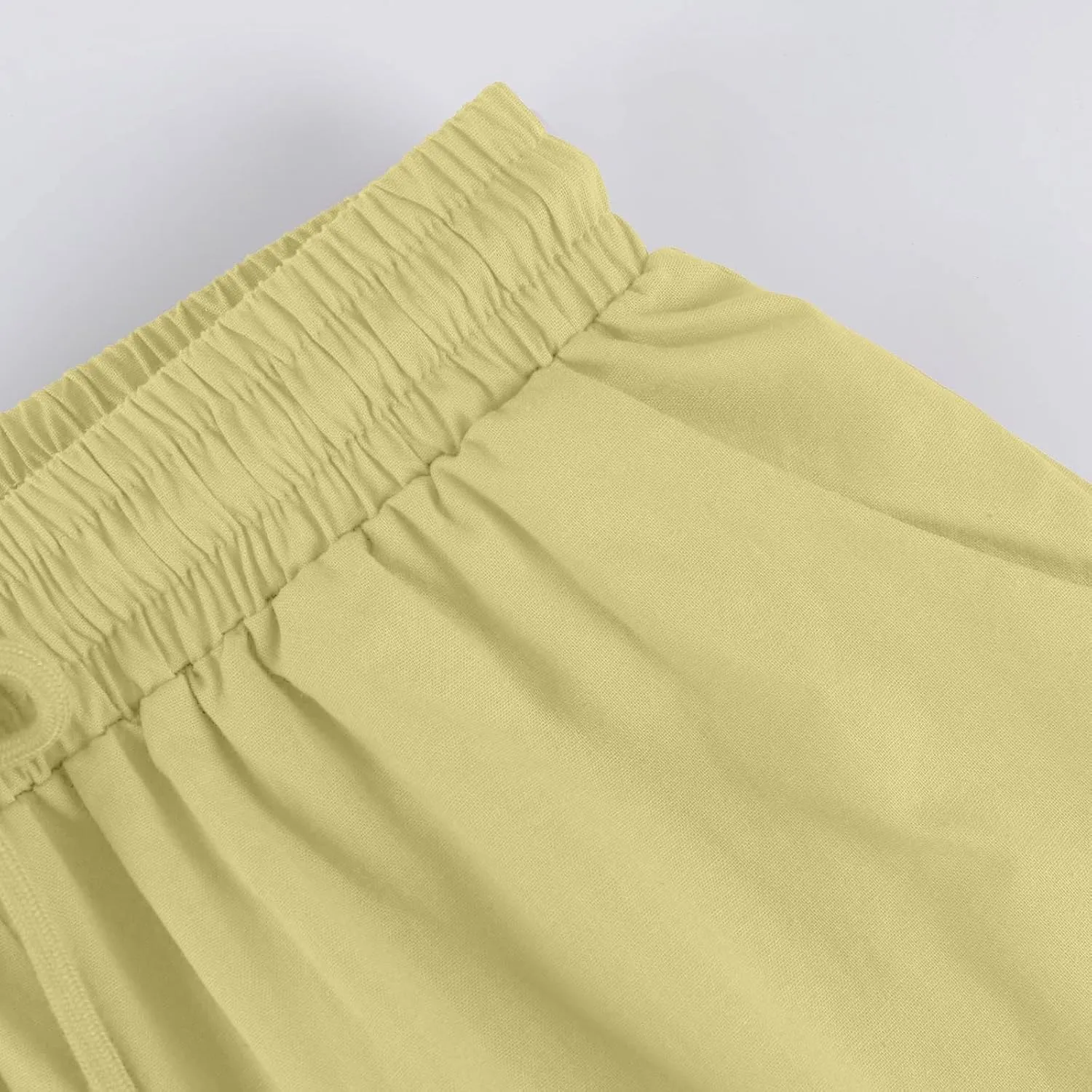 Capris Pants for Women Cotton Linen Summer 2025 Straight Wide Leg Loose Drawstring Elastic Waist Cropped Trouser