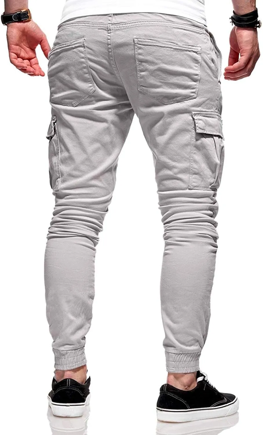 Cargo Pants for Men Drawstring Elastic Waist Casual Sweatpants Slim Fit Athletic Joggers Pants Outdoor Sports Trousers