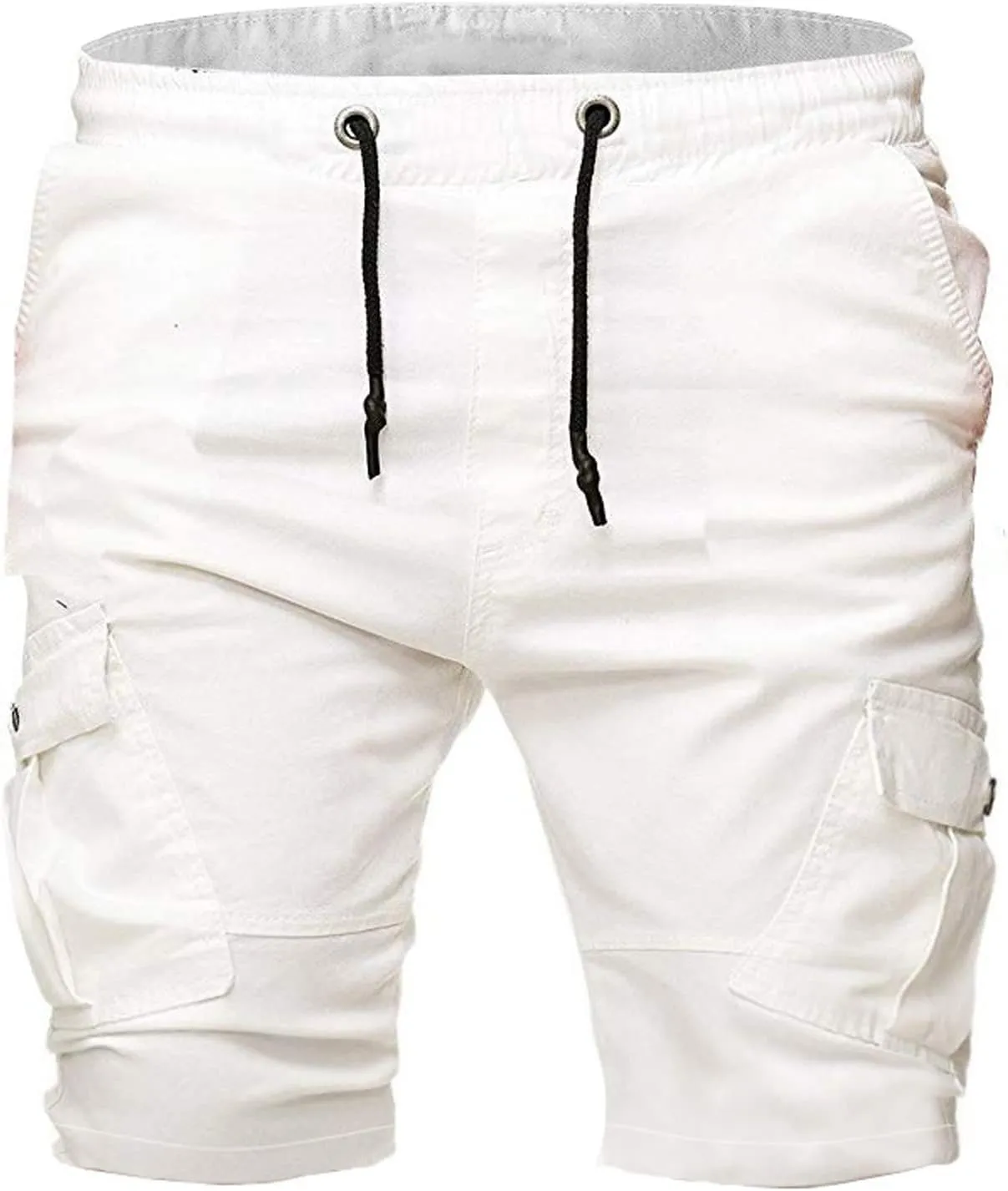 Cargo Shorts for Men Workout Flat Front Chinos Tactical Hiking Shorts 9 Inch Pull On Slim Fit Twill Athletic Joggers