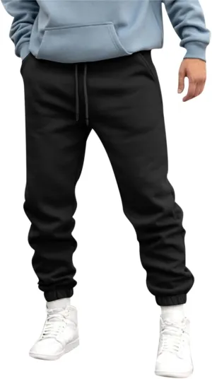 Cargo Trousers for Men Bottom Cargo Pants Elastic Waist Drawstring Baggy Joggers Mens Heavyweight Fleece Sweatpants