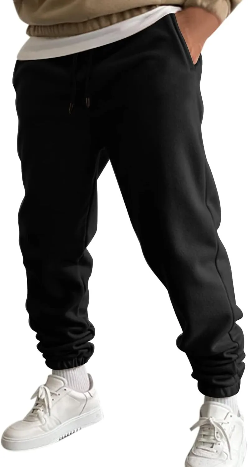 Cargo Trousers for Men Bottom Cargo Pants Elastic Waist Drawstring Baggy Joggers Mens Heavyweight Fleece Sweatpants