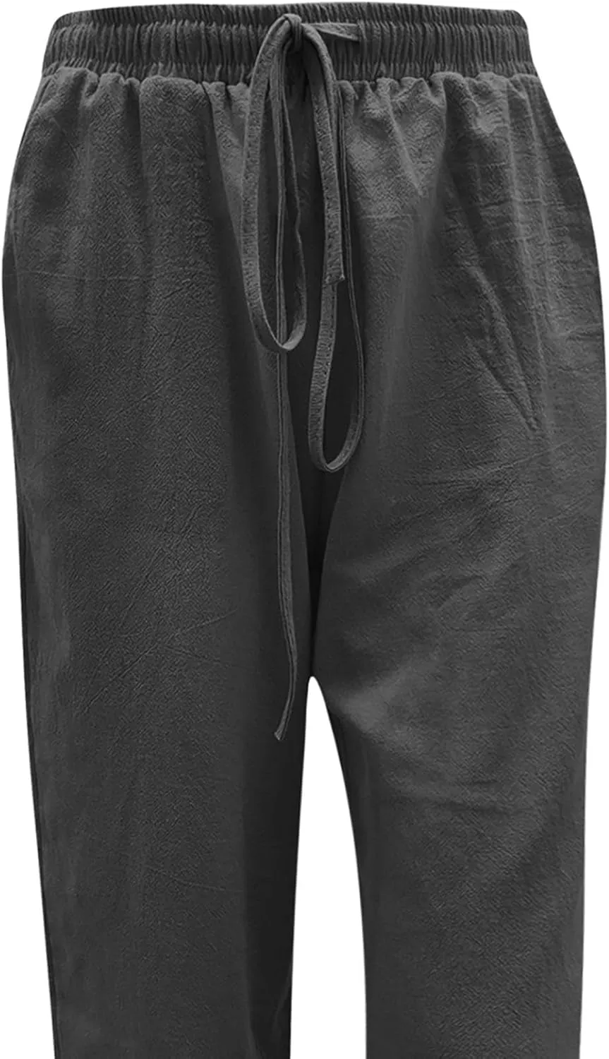 Casual Linen Pants Women Summer Loose Baggy Pants High Waist Slacks 2025 Vacation Summer Wide Leg Trousers