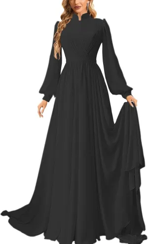 Chiffion Women's Muslim Dresses 2024 Islamic Ramadan Abaya Dress Maxi Dresses Moroccan Dubai Long Evening Gowns