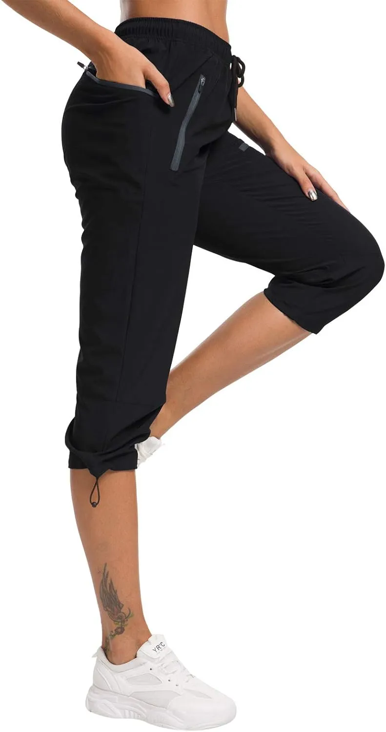 ChinFun Women's Hiking Capris Pants Outdoor Quick Dry Cargo Cropped Pants Water Resistant UPF 50 