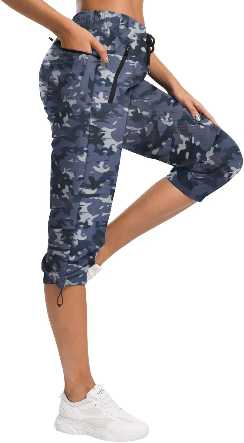 ChinFun Women's Hiking Capris Pants Outdoor Quick Dry Cargo Cropped Pants Water Resistant UPF 50 