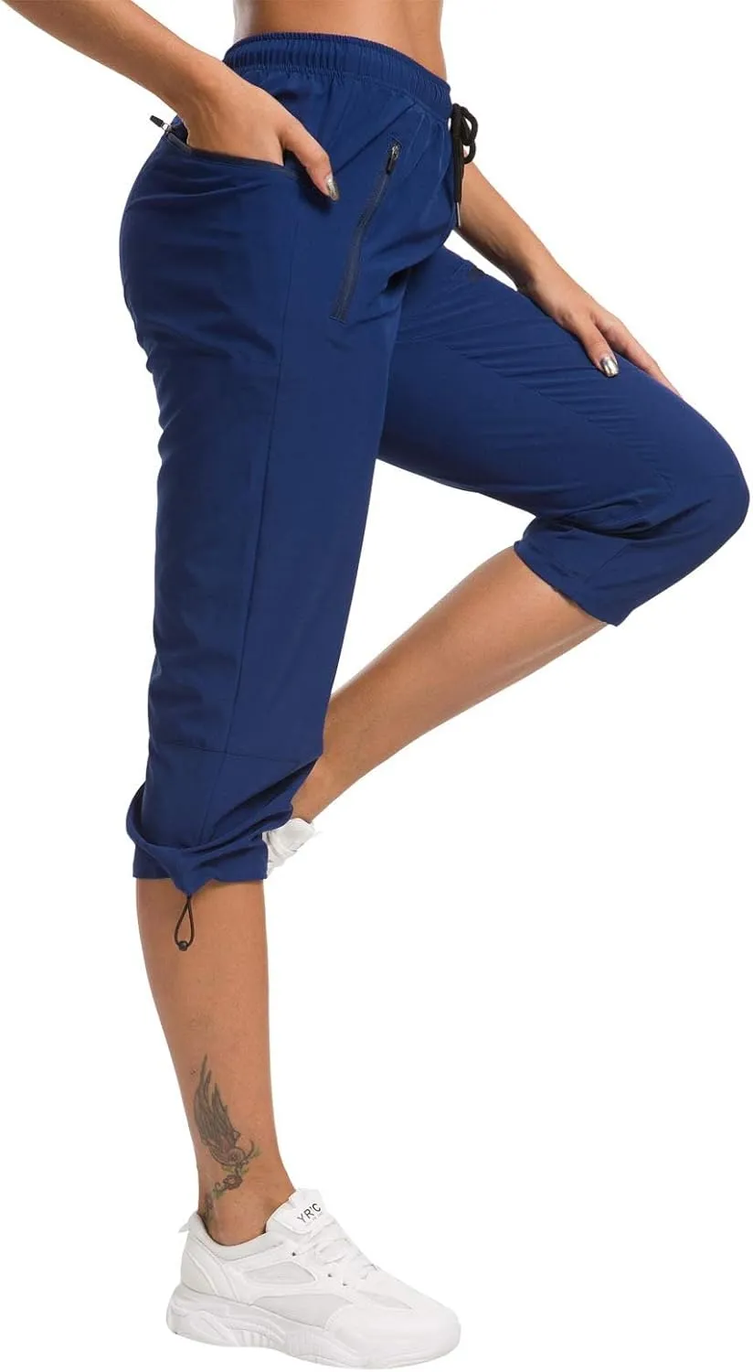 ChinFun Women's Hiking Capris Pants Outdoor Quick Dry Cargo Cropped Pants Water Resistant UPF 50 